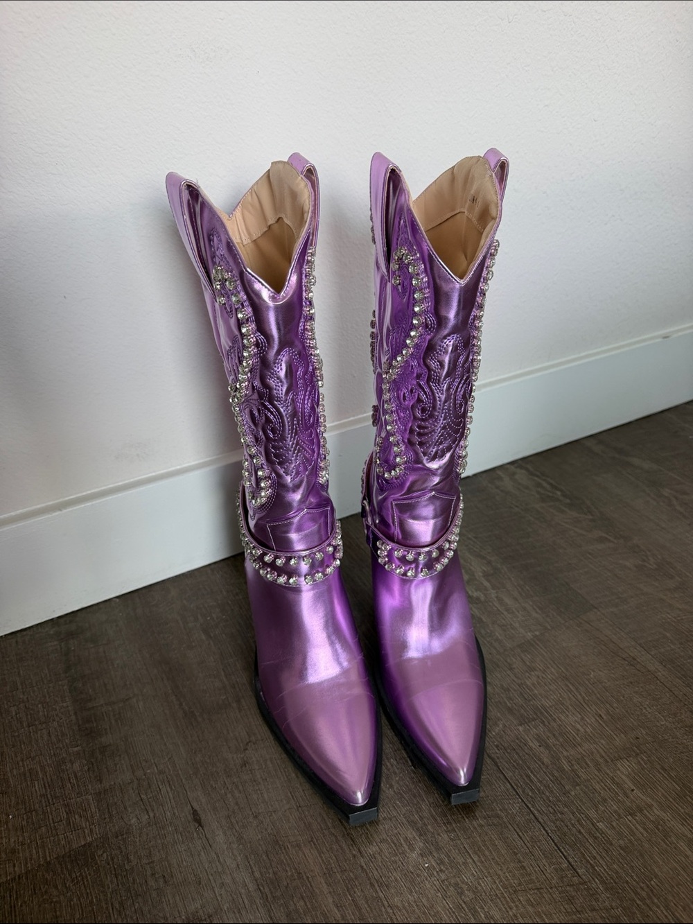 Purple Embellished Western Boots - Women